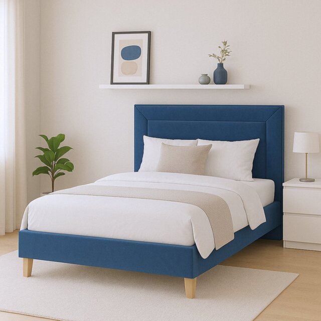 Millbrook Border Double Fabric Bed Frame - Blue