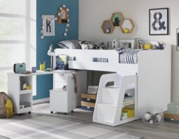 Habitat Ultimate Storage Mid Sleeper and Mattress - White
