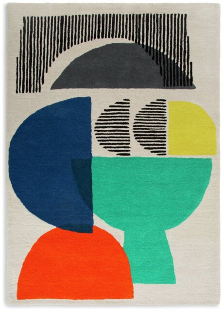 Habitat Mid Century Geometric Natural Cut Pile Rug-160x230cm