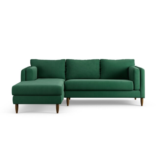 Habitat Newington Left Hand Corner Sofa - Green - Dark Leg