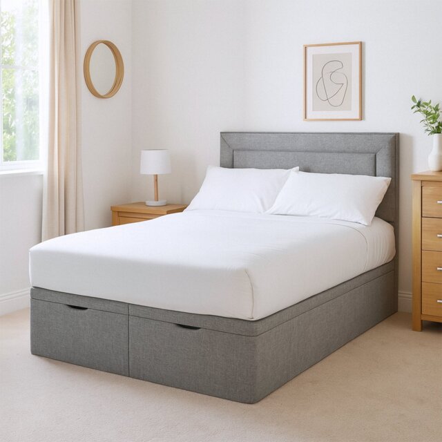 Millbrook Border Superking Fabric EndLift Ottoman Bed - Grey