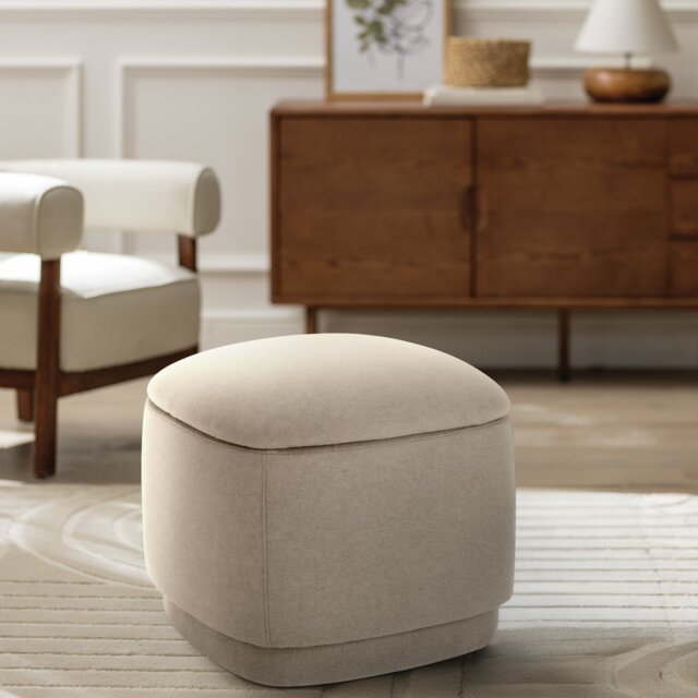 Habitat Polly Fabric Storage Footstool - Natural