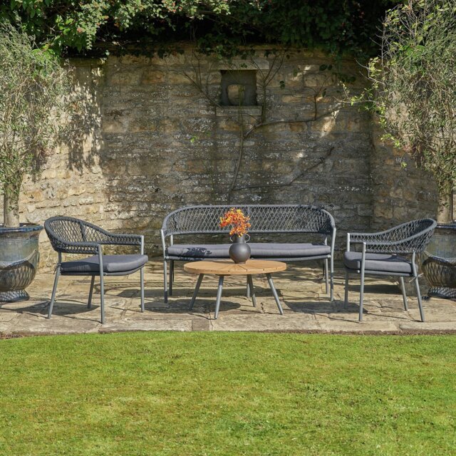 Pacific Bazel 4 Seater Metal Garden Sofa Set - Grey