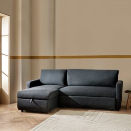 Habitat Enia Boucle Fabric Left Storage Hand Corner Chaise Sofa Bed - Grey