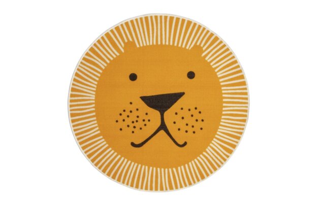 Habitat Kids Lion Face Round Yellow Short Pile Rug - 100cm