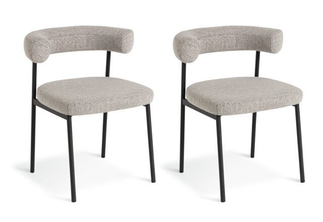 Habitat Oakie Pair of Fabric Dining Chair - Grey