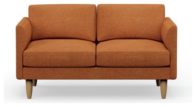 Hutch Fabric Curve Arm 2 Seater Sofa - Rust