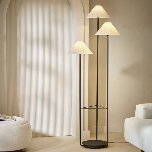 Habitat Astrid Multihead Floor Lamp - Black & Natural