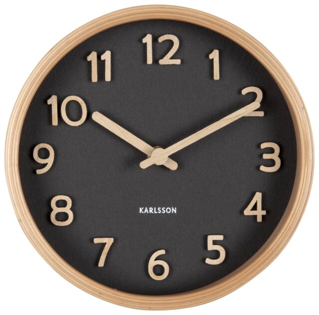Karlsson Pure Wood Table & Mantel Analogue Clock - Black