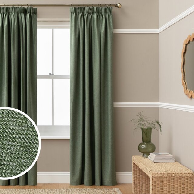 Habitat Blackout Pencil Pleat Curtain - Green - 229x229cm