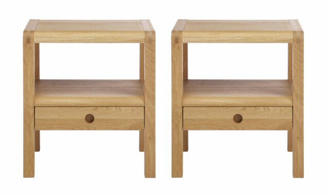 Habitat Radius 1 Drawer Set of 2 Bedside Tables  - Oak