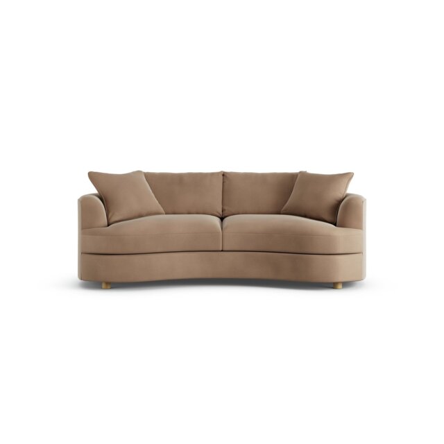 Habitat Sacha Velvet 3 Seater Sofa - Latte - Ash Leg