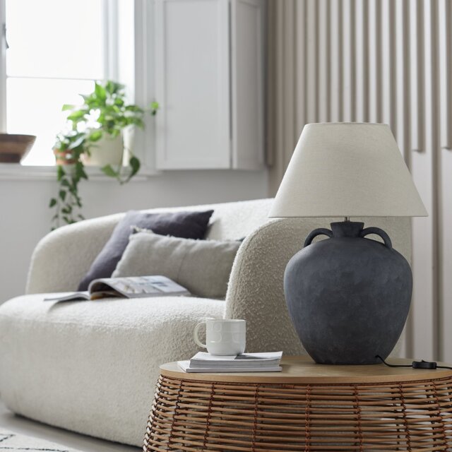 Habitat 59cm Oversized Ceramic Table Lamp - Grey & White