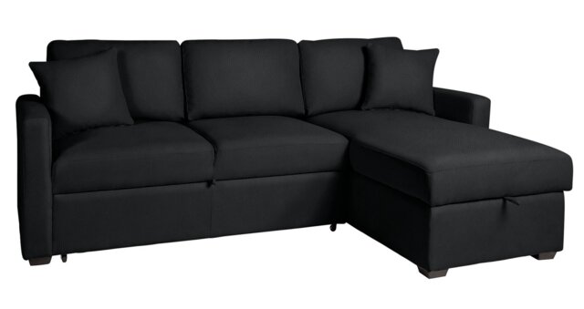 Habitat Reagan Right Hand Faux Leather Storage Sofa Bed - Black
