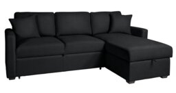 Habitat Reagan Right Hand Faux Leather Storage Sofa Bed - Black