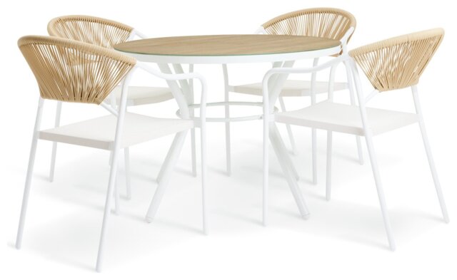 Habitat Elvas 4 Seater Metal Patio Set - Natural