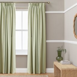 Habitat Yarn Dye Stripe Blackout Pencil Pleat Curtains - Olive - 117x237cm