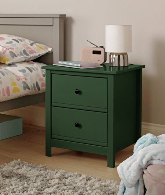 Habitat Brooklyn 2 Drawer Bedside Table - Green