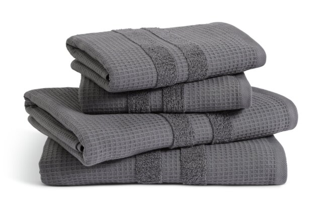Habitat Cotton Waffle 4 Piece Towel Bale - Charcoal