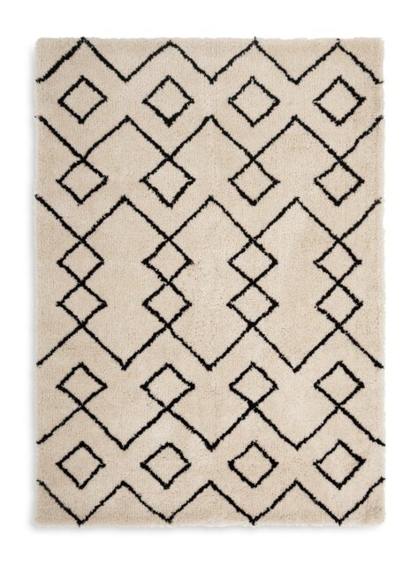Habitat Diamond Tufted Cream & Black Shaggy Rug - 120x170cm