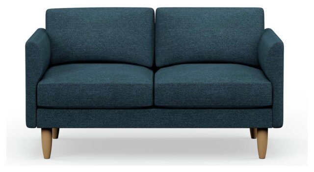 Hutch Fabric Curve Arm 2 Seater Sofa - Aegean Blue
