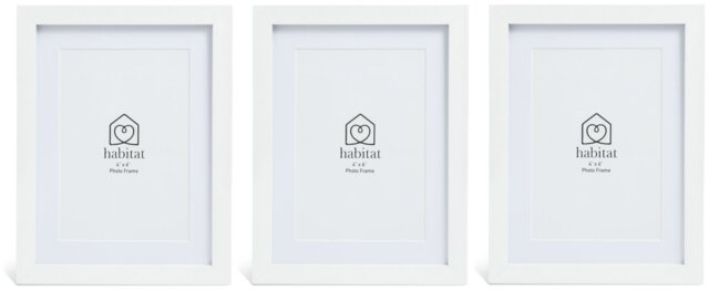 Habitat White Wooden 3 Pack Picture Frames - Mixed Size