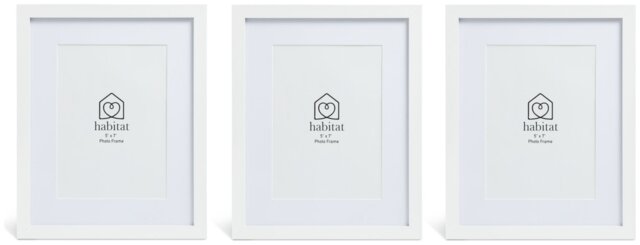 Habitat White Wooden 3 Pk Picture Frames -  Mixed Sizes
