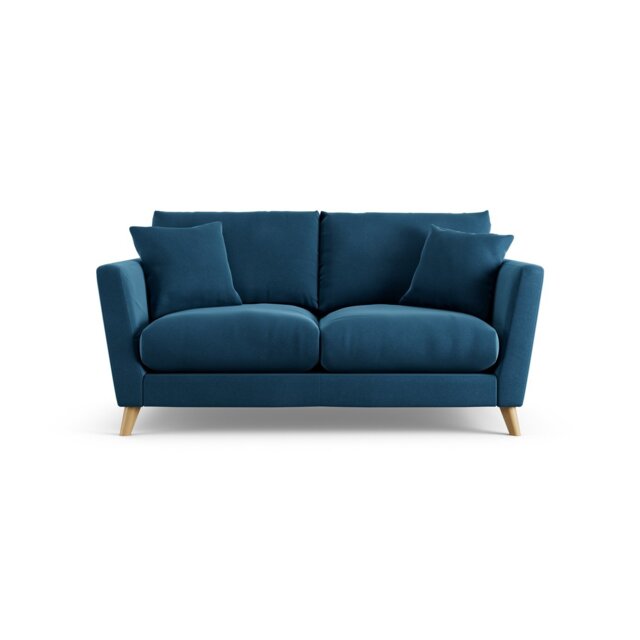 Habitat Lomond Velvet 2 Seater Sofa - Blue - Ash Leg