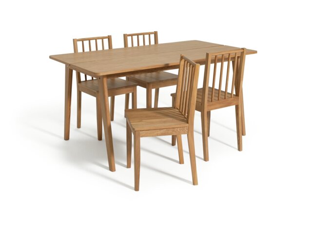 Habitat Nel Oak Dining Table & 4 Oak Chairs