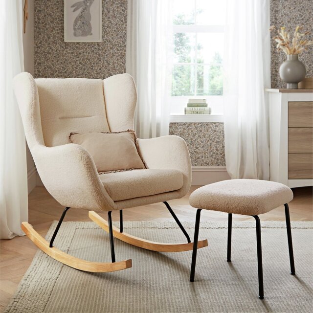 Cuddleco Marey Nursery Rocking Chair and Stool - Beige