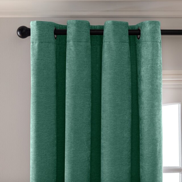 Habitat Chenille Blackout Eyelet Curtains - Green -168x229cm