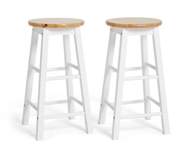 Habitat Pair of Wooden Bar Stools - Two Tone