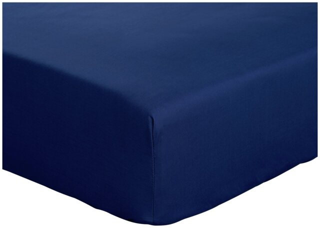 Habitat Cotton Rich 180 TC Plain Navy Fitted Sheet - King