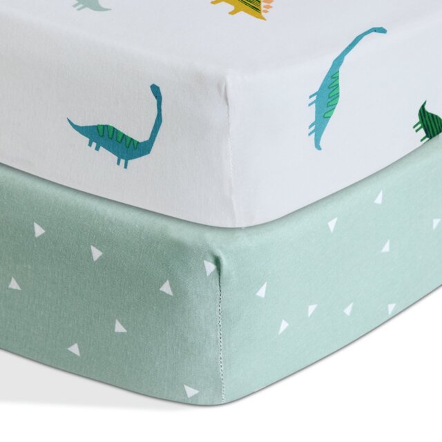 Habitat Cotton Jersey Little Dino Nursery Fitted Sheet - Cot