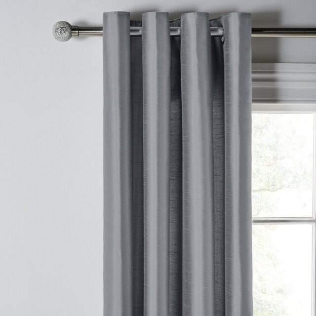 Habitat Faux Silk Eyelet Curtains - Dove Grey - 168x229cm