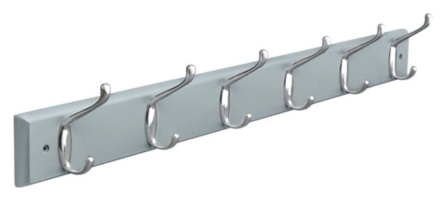 Habitat Pack of 6 Double Coat Hooks - Grey