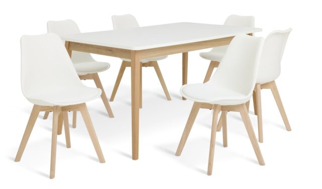 Habitat Sylas Extending White Dining Table & 6 White Chairs