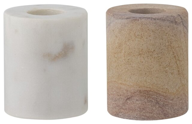 Bloomingville Lavina Set of 2 Marble Candle Holder