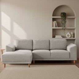 Habitat Draper Boucle Fabric Right Hand Corner Chaise Sofa - Natural