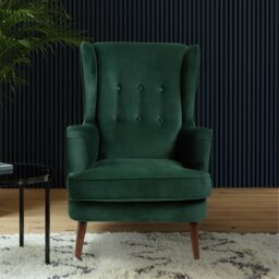 Habitat Callie Velvet Wingback Chair - Forest Green