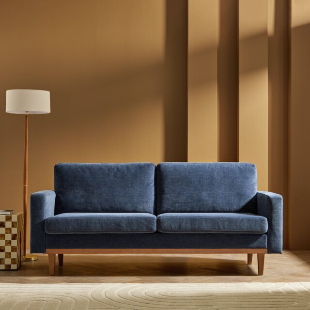 Habitat Della Fabric 3 Seater Sofa - Blue