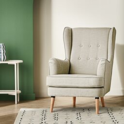 Habitat Callie Fabric Wingback Chair - Latte