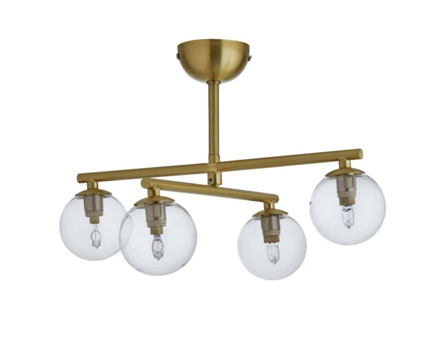 Habitat Chuck 4 Light Flush to Ceiling Light - Brushed Brass