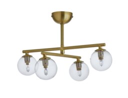 Habitat Chuck 4 Light Flush to Ceiling Light - Brushed Brass