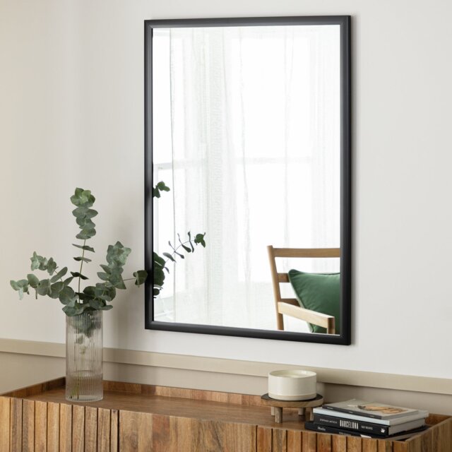 Habitat Black Mounted Wall Mirror - 105x75cm