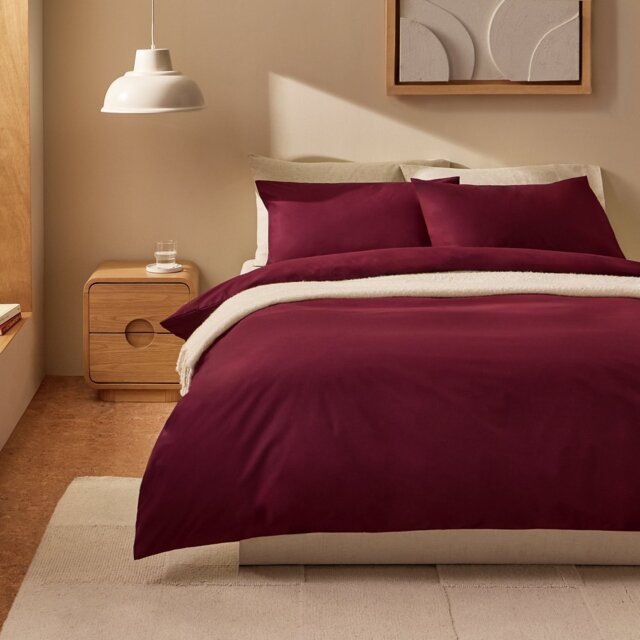 Habitat Cotton 200 TC Plain Burgundy Bedding Set - Single