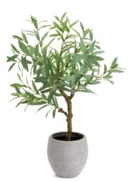 Habitat Artificial Green Olive Tree in White Resin Pot