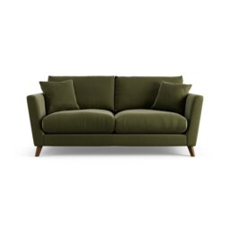Habitat Lomond Velvet 3 Seater Sofa - Moss Green - Dark Leg