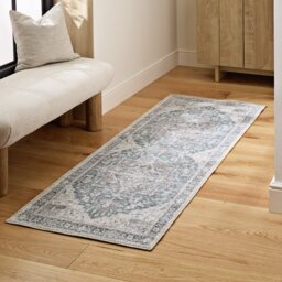 Habitat Vintage Effect Blue Flatweave Runner - 66x200cm