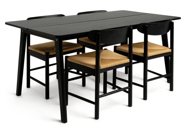 Habitat Nel Rectangle Black Dining Table & 4 Black Chairs